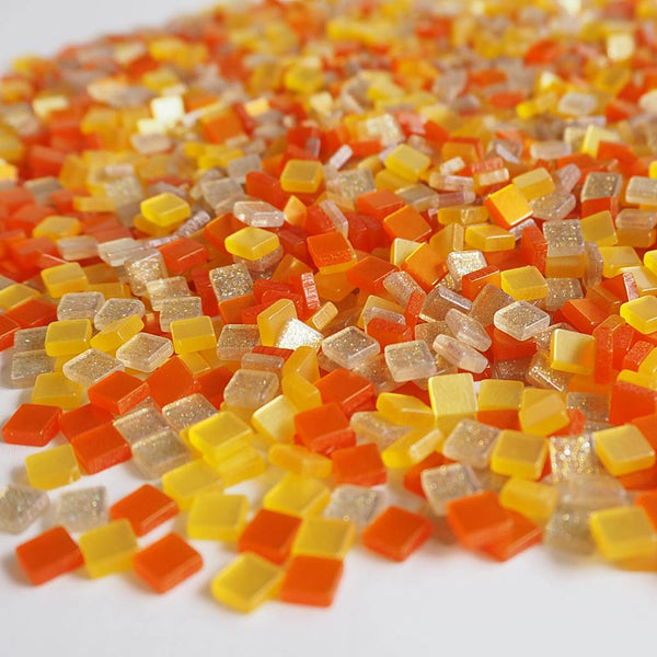 Resin mosaic tiles, 5x5 mm, Orange mixes