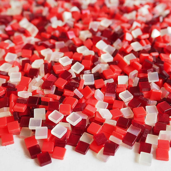 Resin mosaic tiles, 5x5 mm, Red-white theme mixes