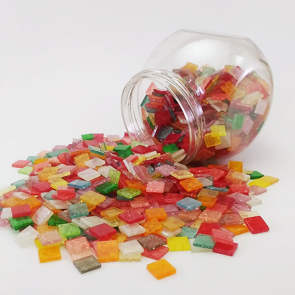 Resin mosaic tiles, 10x10 mm, Jelly Candy mixes