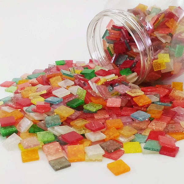 Resin mosaic tiles, 10x10 mm, Jelly Candy mixes