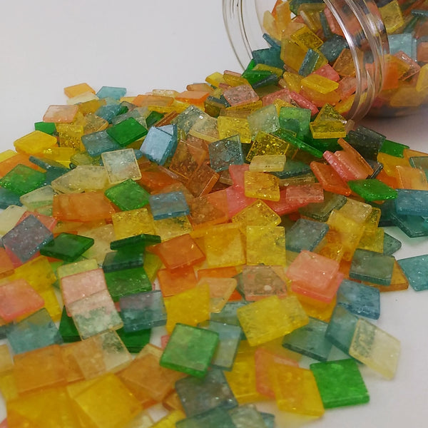 Resin mosaic tiles, 10x10 mm, Jelly Sunshine mixes