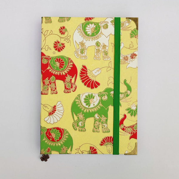 Handmade French stitch binding - A5 book journal / Elephants