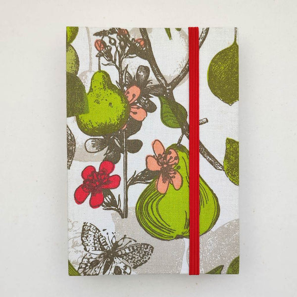 Handmade Coptic stitch binding - A6 book journal / Whimsical Pears
