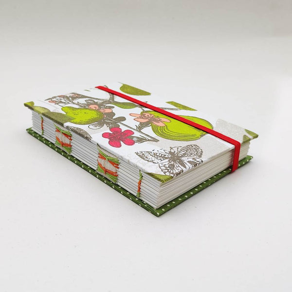 Handmade Coptic stitch binding - A6 book journal / Whimsical Pears