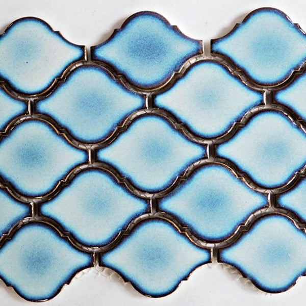 Porcelain glazed mosaic tiles, 68x48mm, Lantern Arbesque, Antique Blue