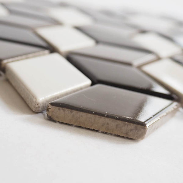 Porcelain glazed mosaic tiles, 32x54mm, Diamond flat, Black / White / Ash Grey