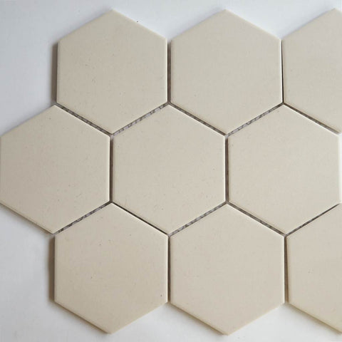 Porcelain matt mosaic tiles, 95x110 mm, Hexagon, Beige