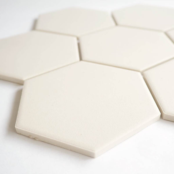 Porcelain matt mosaic tiles, 95x110 mm, Hexagon, Off White