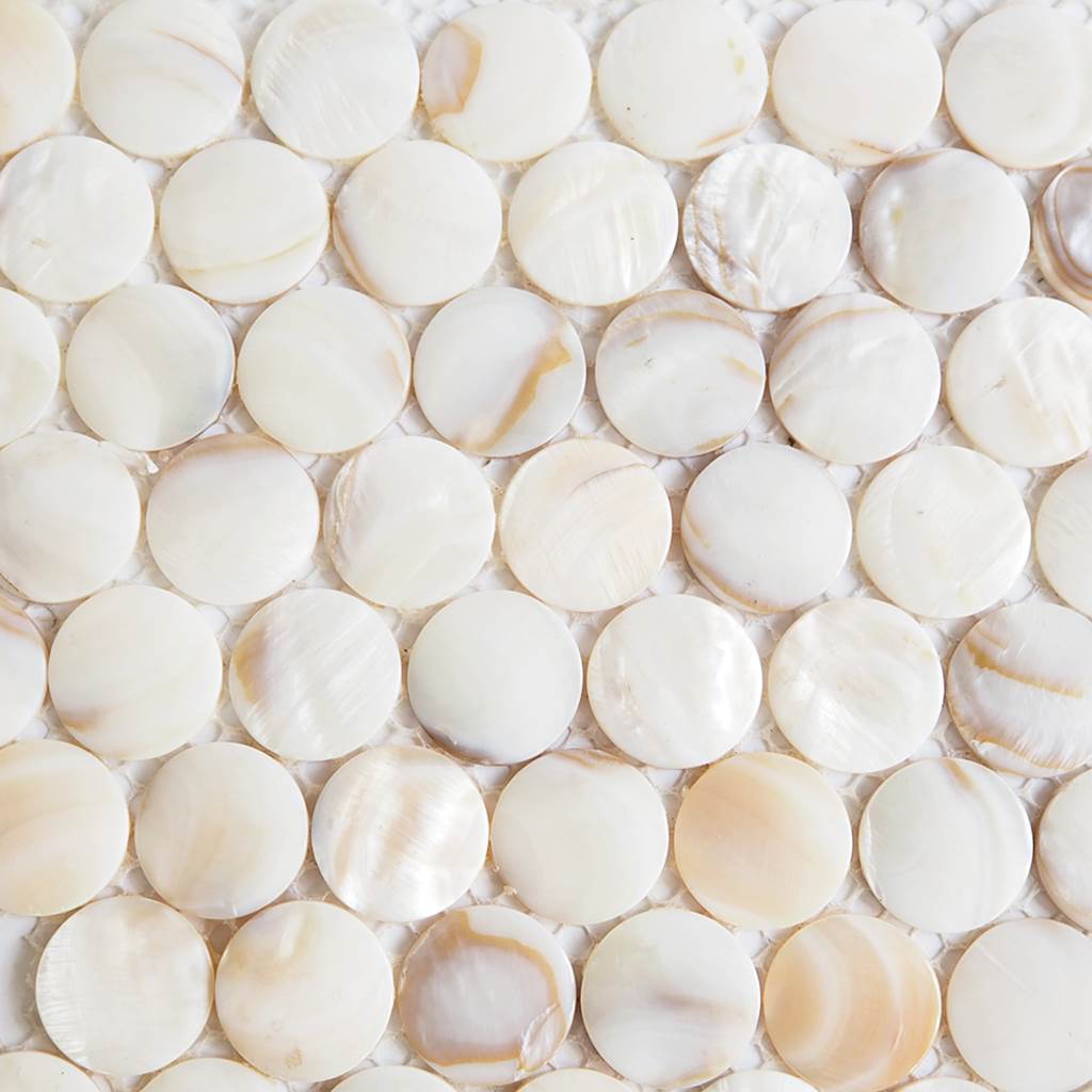 Pearlescent Shell Glass mosaic tiles, Round 25mm, Mother of Pearl