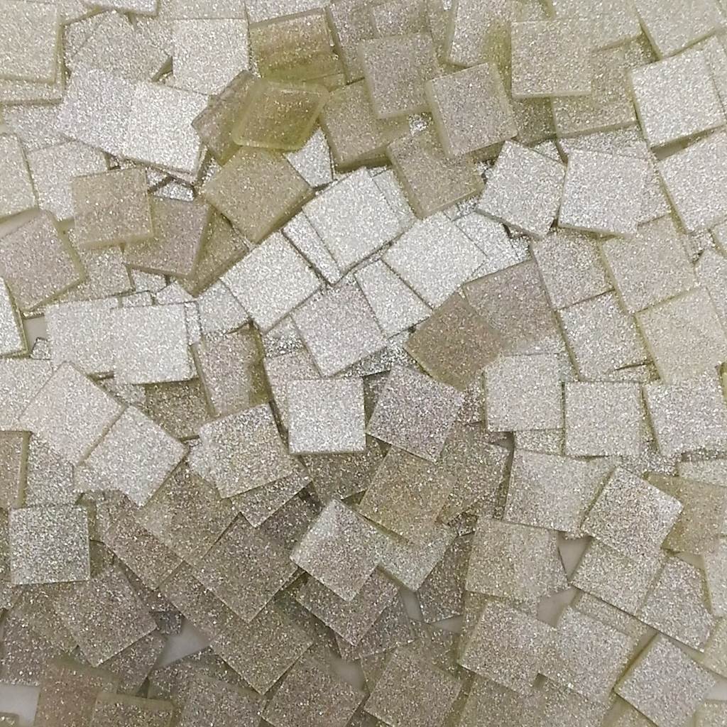 Resin mosaic tiles, 10x10 mm, Sparkle 135 French Vanilla