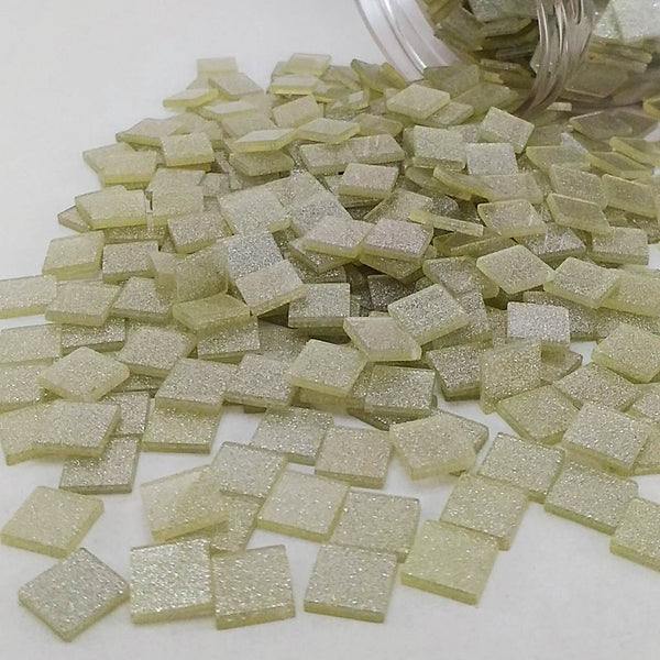 Resin mosaic tiles, 10x10 mm, Sparkle 135 French Vanilla