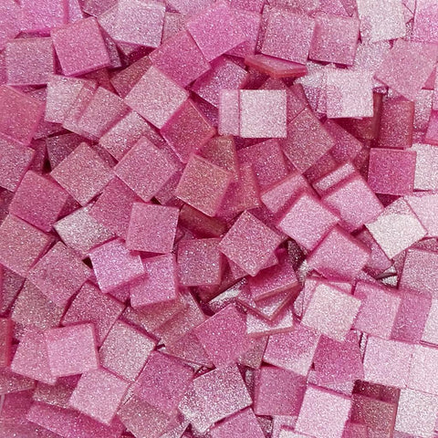 Resin mosaic tiles, 10x10 mm, Sparkle 216 Sacket Pink