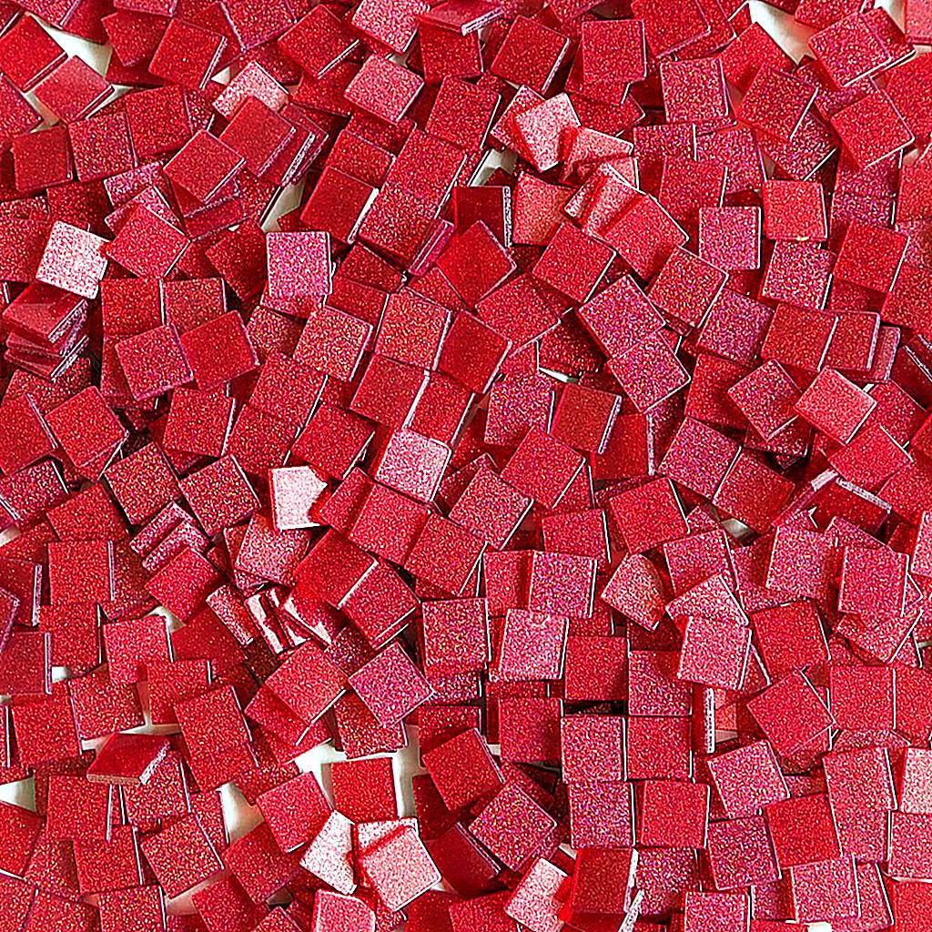Resin mosaic tiles, 10x10 mm, Sparkle 304 Burgundy