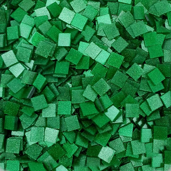 Resin mosaic tiles, 10x10 mm, Sparkle 461 Fern Green