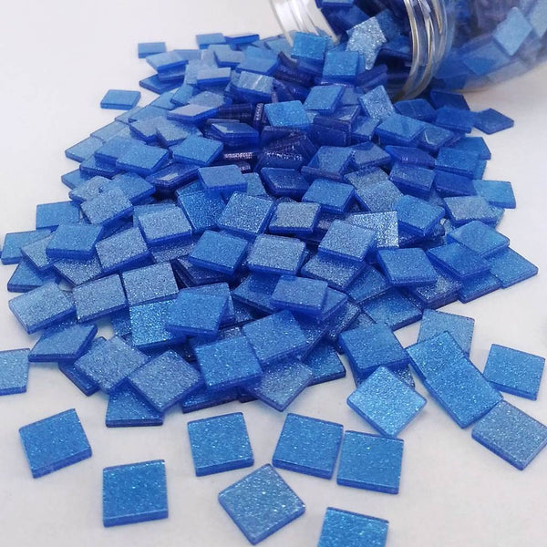 Resin mosaic tiles, 10x10 mm, Sparkle 775 Brillint Blue
