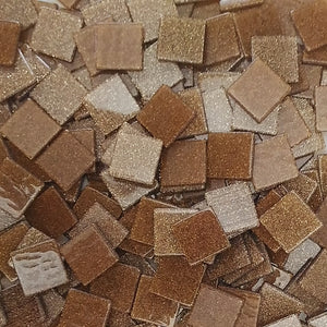 Resin mosaic tiles, 15x15 mm, Sparkle 852 Burnt Henna