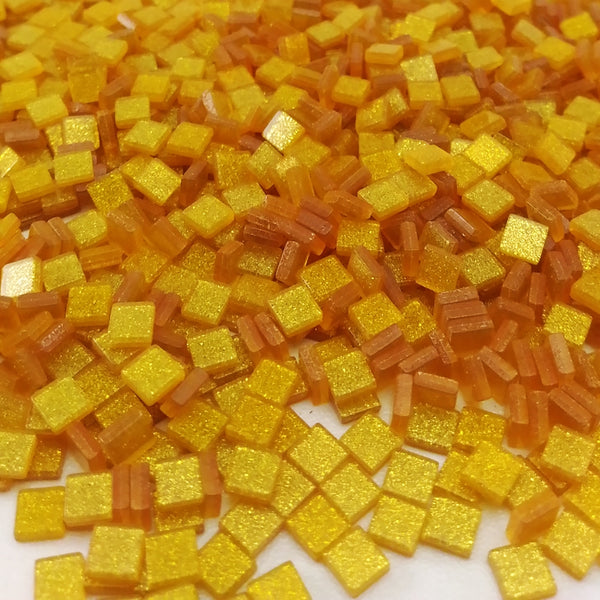 Resin mosaic tiles, 5x5 mm, Sparkle 127 Honey Gold