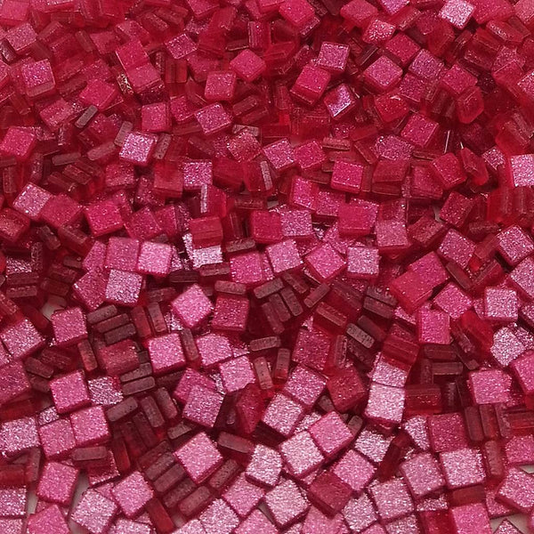 Resin mosaic tiles, 5x5 mm, Sparkle 219 Carmine Rose