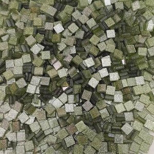 Resin mosaic tiles, 5x5 mm, Sparkle 433 Mosstone