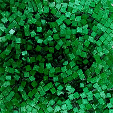 Resin mosaic tiles, 5x5 mm, Sparkle 462 Viridis Green