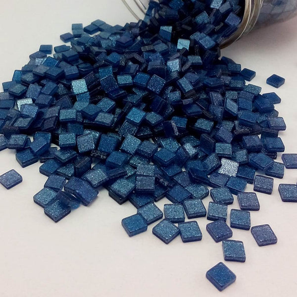 Resin mosaic tiles, 5x5 mm, Sparkle 542 Sapphire