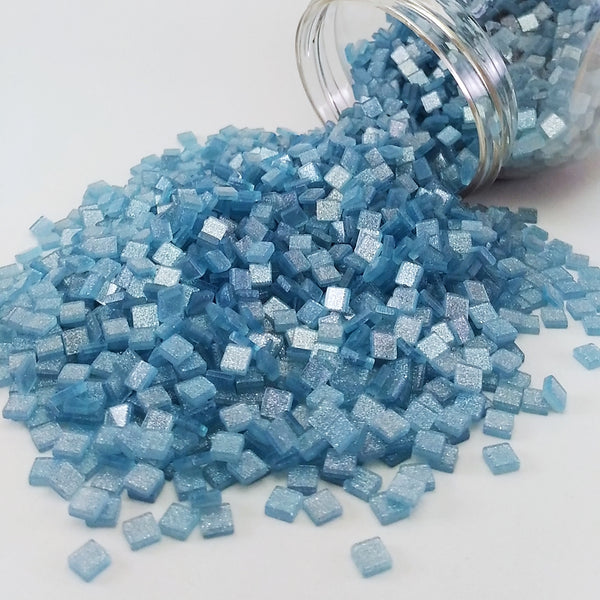 Resin mosaic tiles, 5x5 mm, Sparkle 573 Ethereal Blue