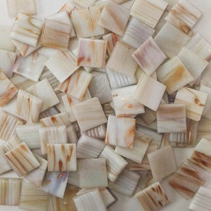 Vitreous glass mosaic tiles, 20x20 mm, White Macauba with streaked gold leaf