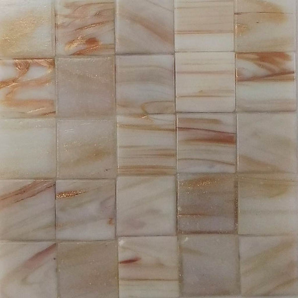 Vitreous glass mosaic tiles, 20x20 mm, White Macauba with streaked gold leaf