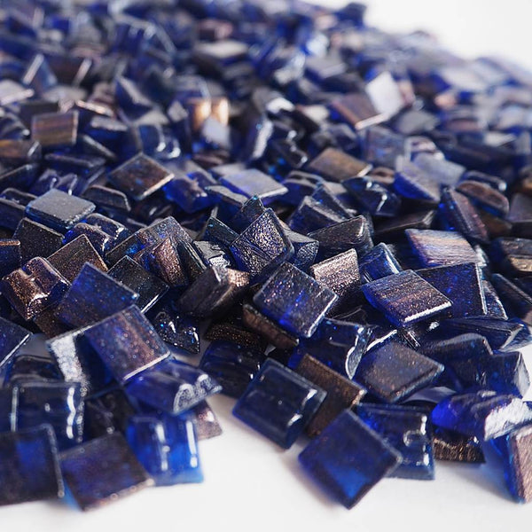 Vitreous glass mosaic tiles, 10x10 mm, Semi-translucent Ocean blue