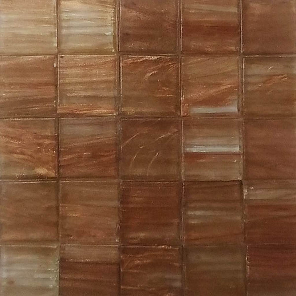 Vitreous glass mosaic tiles, 20x20 mm, Semi-translucent Natural beige with streaked gold leaf