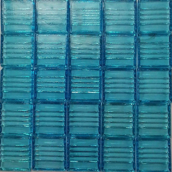 Vitreous glass mosaic tiles, 20x20 mm, Transparent Turquiose blue