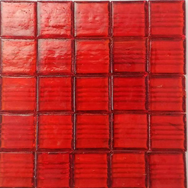 Vitreous glass mosaic tiles, 20x20 mm, Transparent Cherry