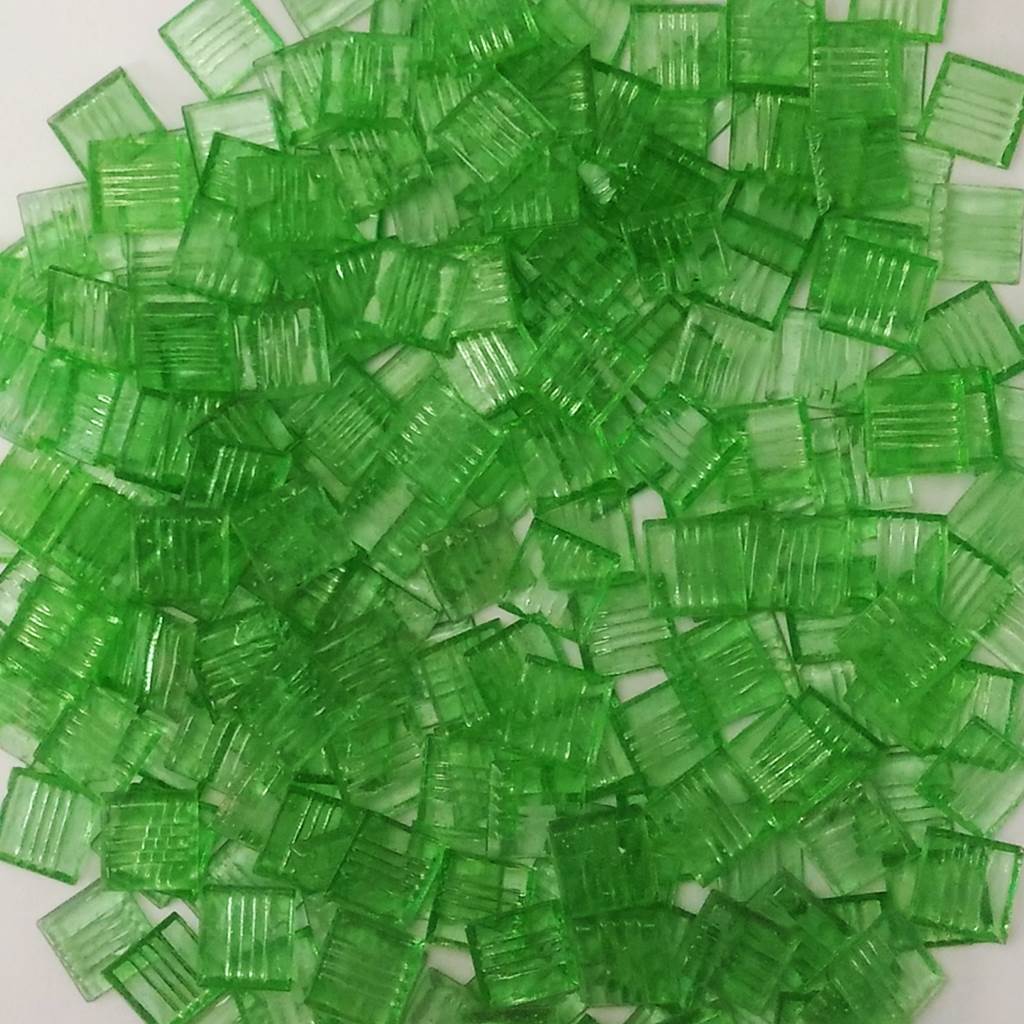 Vitreous glass mosaic tiles, 20x20 mm, Transparent Emerald green