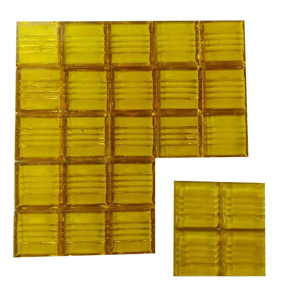 Vitreous glass mosaic tiles, 20x20 mm, Transparent Golden yellow