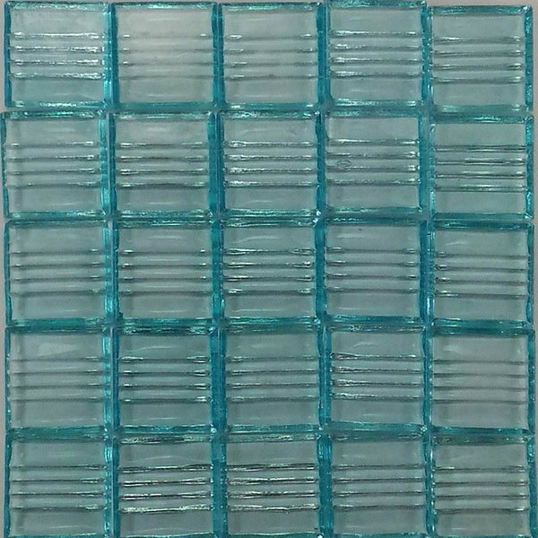 Vitreous glass mosaic tiles, 20x20 mm, Transparent Electric blue