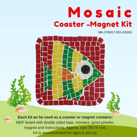 Mosaic Coaster or Magnet Kit, Yellow angelfish