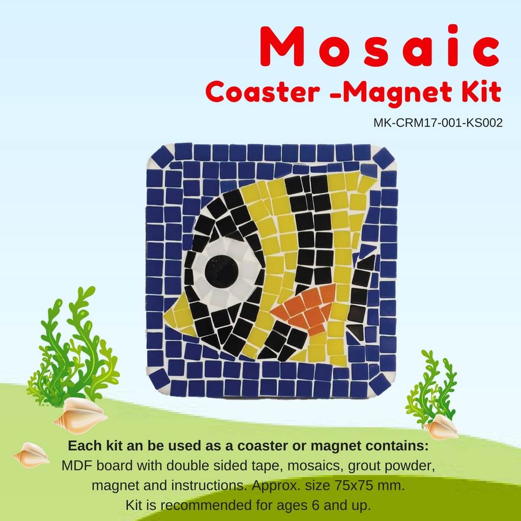Mosaic Coaster or Magnet Kit, Zebra angelfish